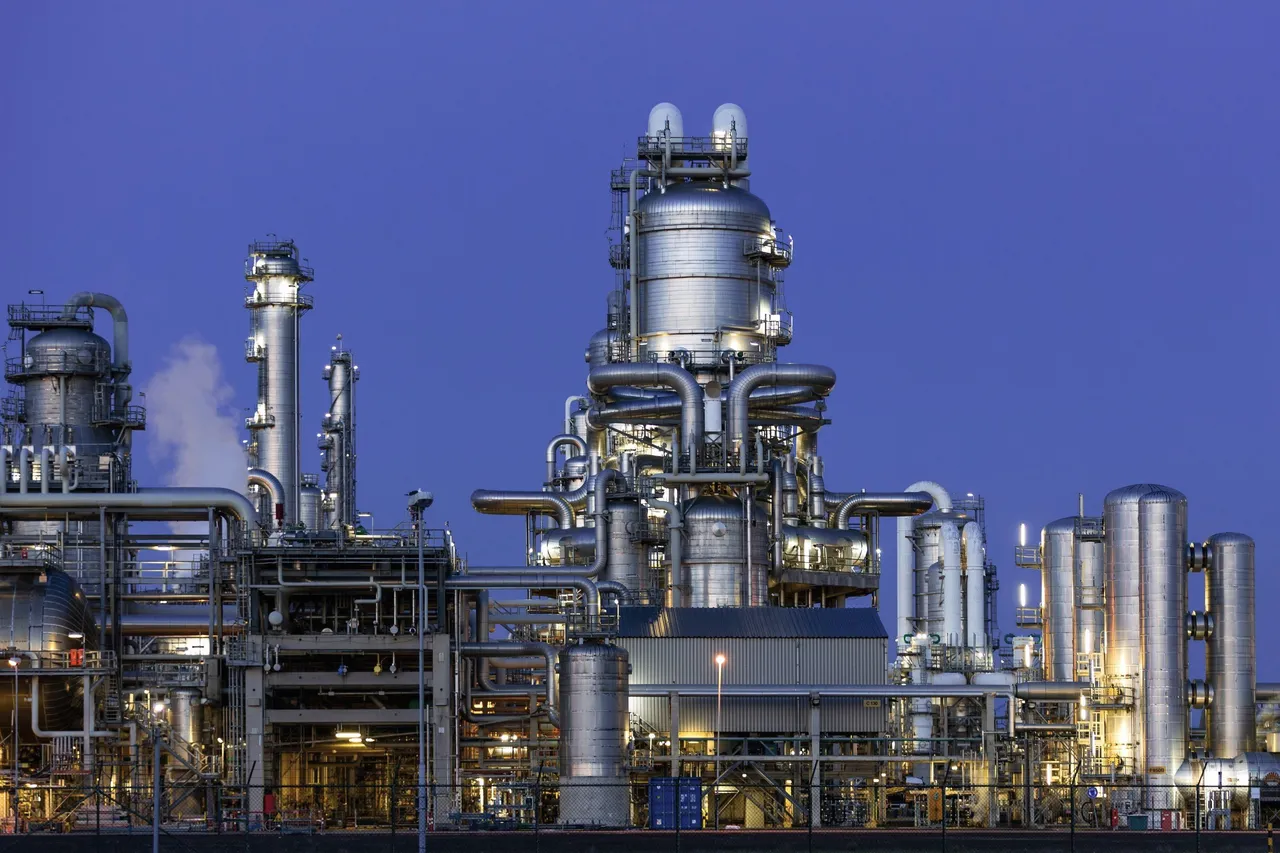 Industrial Refinery at Twilight in Rotterdam